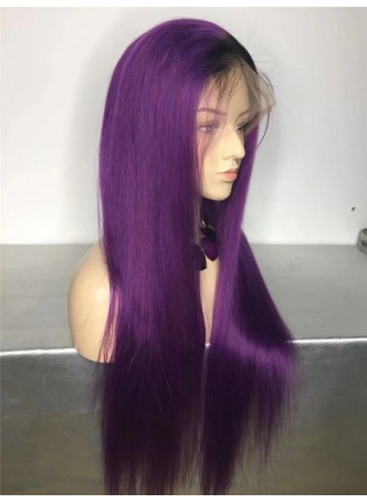 2-3 days  Full lace wig pre plucked hair line baby hair 100% human hair 8A + quality straight ombre 1b/purple